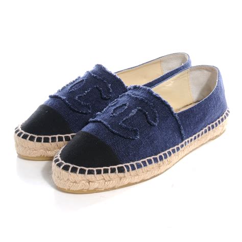 espadrillas chanel blue and black|authentic Chanel espadrilles for sale.